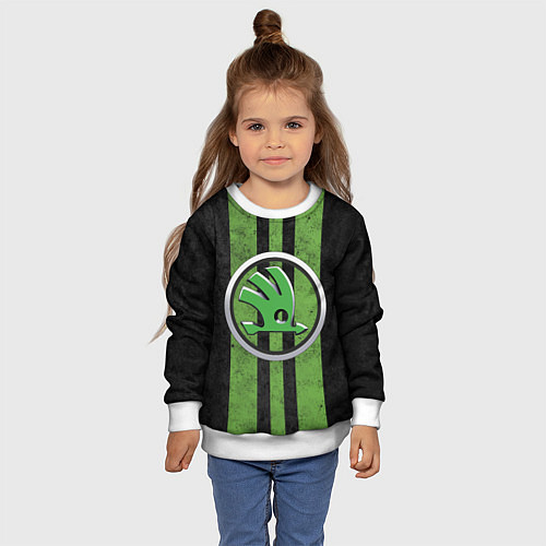 Детский свитшот Skoda Green Logo Z / 3D-Белый – фото 4