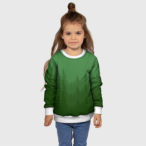 Детский свитшот Зеленый Лес / 3D-Белый – фото 4