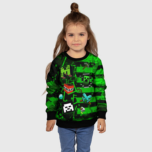 Детский свитшот Minecraft Майнкрафт / 3D-Черный – фото 4