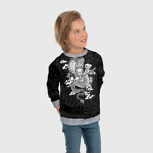 Детский свитшот ДРАКОН DRAGON / 3D-Меланж – фото 3