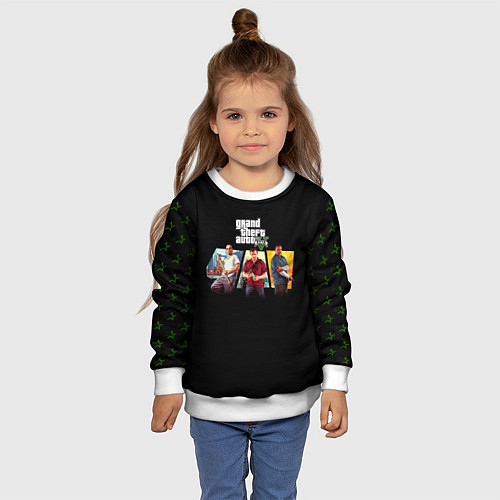 Детский свитшот Grand Theft Auto V персонажи / 3D-Белый – фото 4