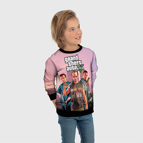Детский свитшот Персонажи ГТА 5 / 3D-Черный – фото 3