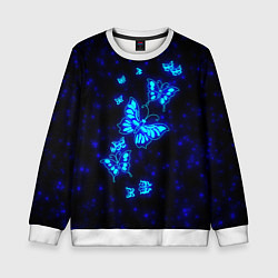 Свитшот детский Неоновые бабочки, цвет: 3D-белый