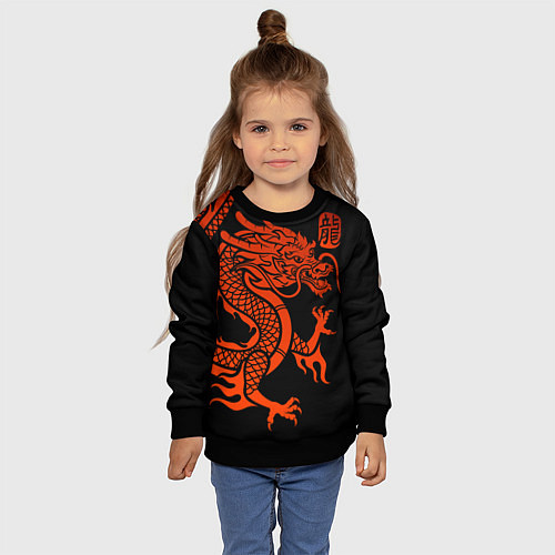 Детский свитшот RED CHINA DRAGON / 3D-Черный – фото 4