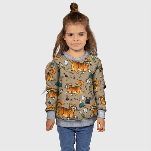 Детский свитшот Котики и колбы / 3D-Меланж – фото 4