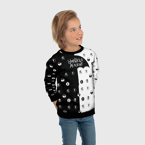 Детский свитшот Umbrella Academy / 3D-Черный – фото 3