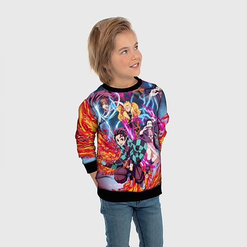 Детский свитшот КЛИНОК РАССЕКАЮЩИЙ ДЕМОНОВ / 3D-Черный – фото 3