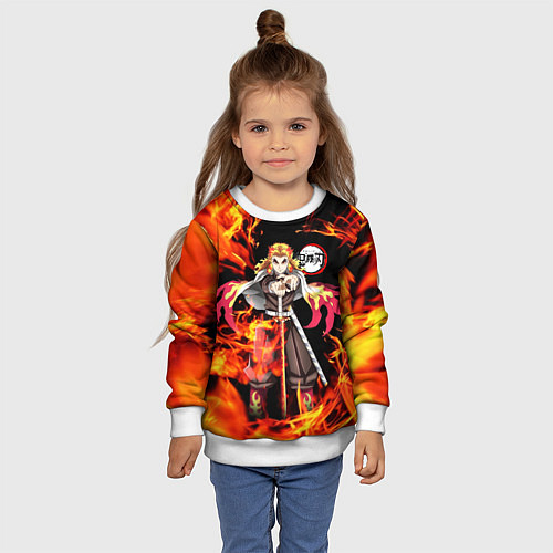 Детский свитшот КЛИНОК РАССЕКАЮЩИЙ ДЕМОНОВ / 3D-Белый – фото 4
