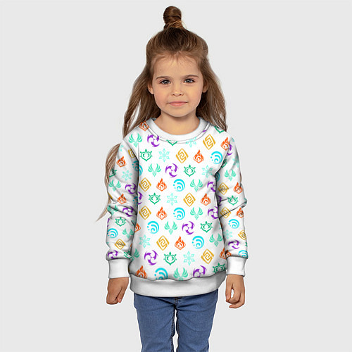 Детский свитшот GENSHIN IMPACT ЭМБЛЕМЫ / 3D-Белый – фото 4