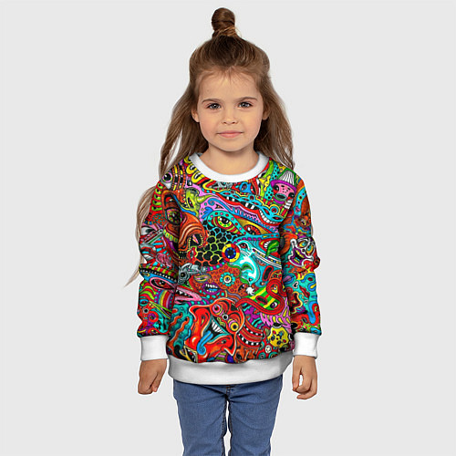 Детский свитшот Яркая абстракция bright abstraction / 3D-Белый – фото 4