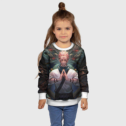Детский свитшот МАГИЧЕСКАЯ БИТВА SUKUNA / 3D-Белый – фото 4