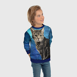 Свитшот детский Кот Космос, цвет: 3D-синий — фото 2