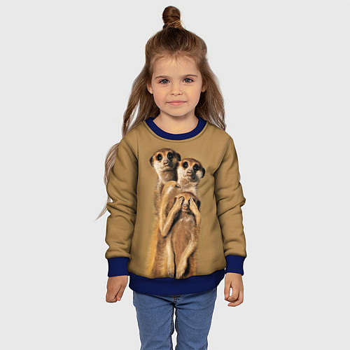 Детский свитшот Сурикаты / 3D-Синий – фото 4