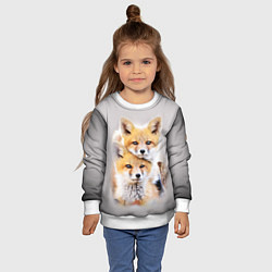 Свитшот детский Лисята, цвет: 3D-белый — фото 2