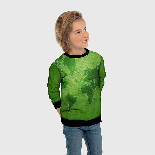 Детский свитшот Карта мира / 3D-Черный – фото 3