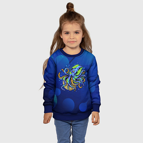 Детский свитшот Красочный Осьминог / 3D-Синий – фото 4
