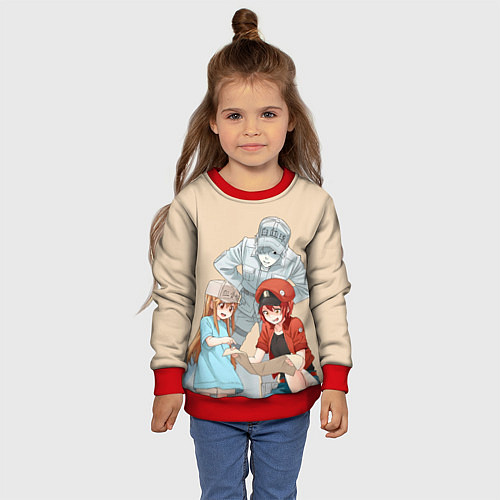 Детский свитшот Клетки за работой / 3D-Красный – фото 4