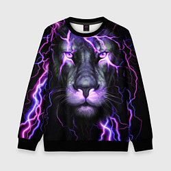 Свитшот детский НЕОНОВЫЙ ЛЕВ NEON LION, цвет: 3D-черный