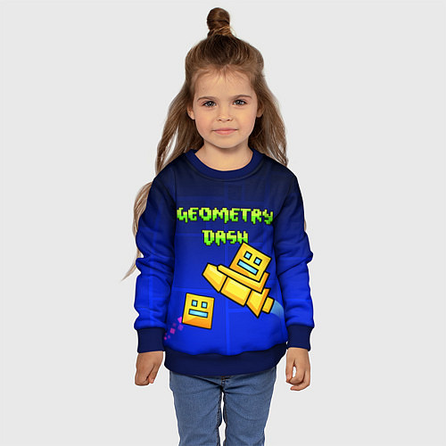 Детский свитшот Geometry Dash / 3D-Синий – фото 4