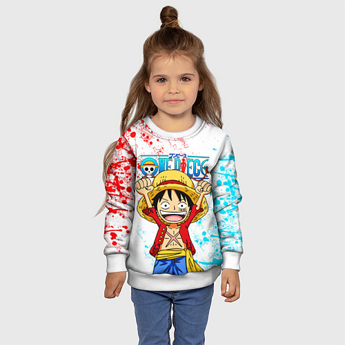 Детский свитшот ONE PIECE ВАН ПИС GLITCH / 3D-Белый – фото 4