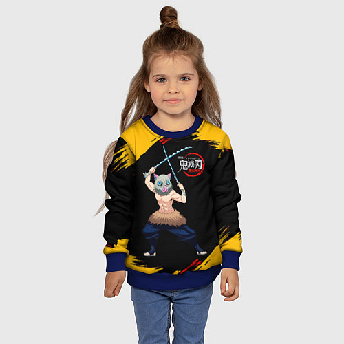 Детский свитшот Иноске Хашибира Kimetsu no Yaiba / 3D-Синий – фото 4