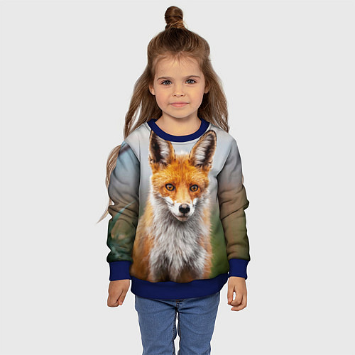 Детский свитшот Рыжая лисица / 3D-Синий – фото 4