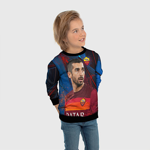 Детский свитшот Henrikh Mkhitaryan Roma / 3D-Черный – фото 3