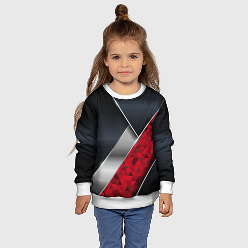 Детский свитшот 3D BLACK AND RED METAL / 3D-Белый – фото 4