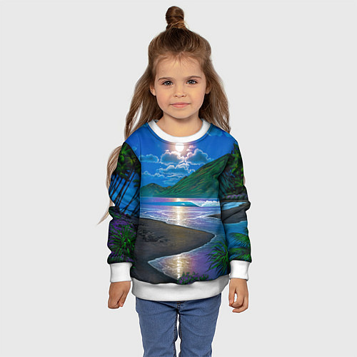 Детский свитшот Гавайский пейзаж / 3D-Белый – фото 4
