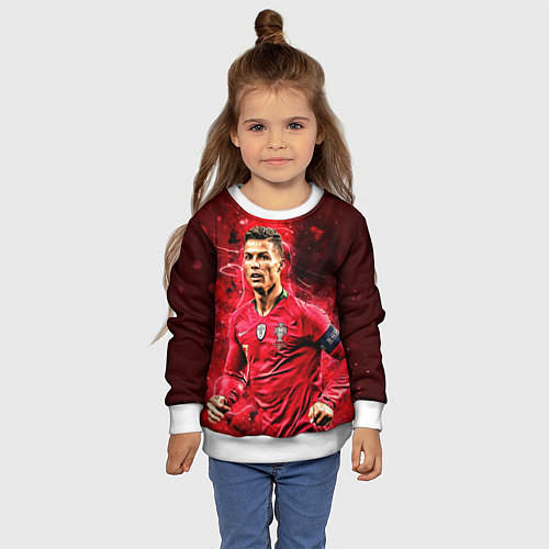 Детский свитшот Криштиану Роналду Португалия / 3D-Белый – фото 4