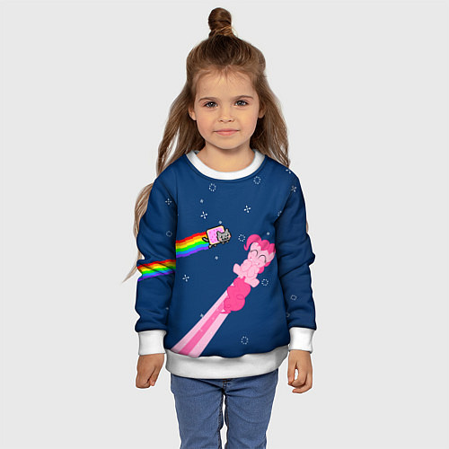 Детский свитшот Nyan cat x Pony / 3D-Белый – фото 4