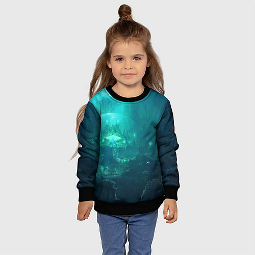 Детский свитшот Дно морское / 3D-Черный – фото 4