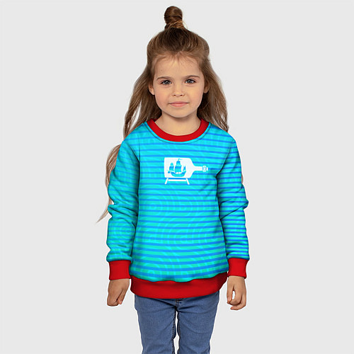 Детский свитшот Кораблик в бутылке / 3D-Красный – фото 4