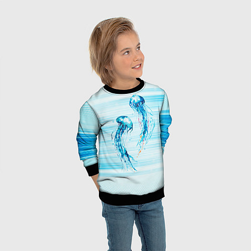 Детский свитшот Медузы / 3D-Черный – фото 3