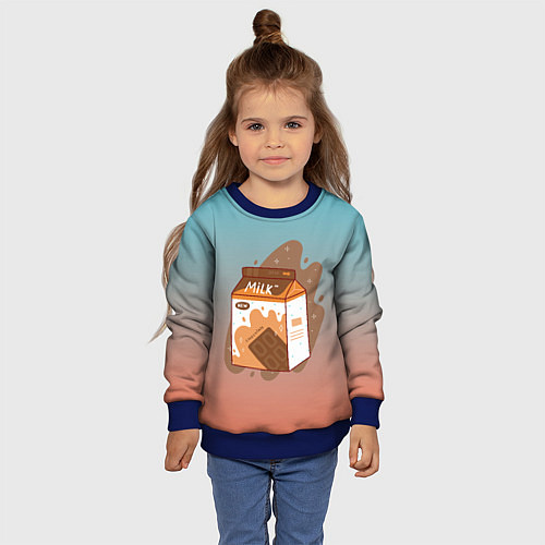Детский свитшот Шоколадное молоко в коробке / 3D-Синий – фото 4