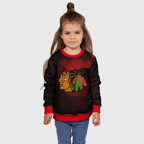 Детский свитшот CHICAGO NHL / 3D-Красный – фото 4