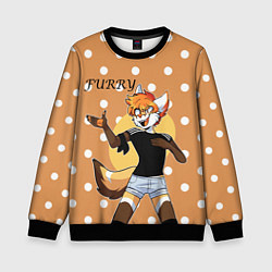 Свитшот детский Furry fox guy, цвет: 3D-черный