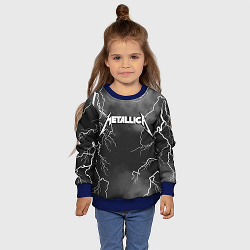 Детский свитшот METALLICA РАЗРЯД МОЛНИИ / 3D-Синий – фото 4