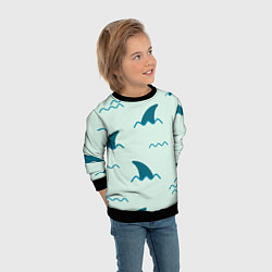 Свитшот детский Плавники акул, цвет: 3D-черный — фото 2