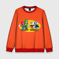 Свитшот детский CupHead x Mario, цвет: 3D-красный