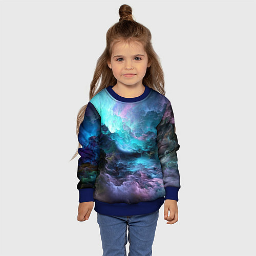 Детский свитшот Космическое море / 3D-Синий – фото 4