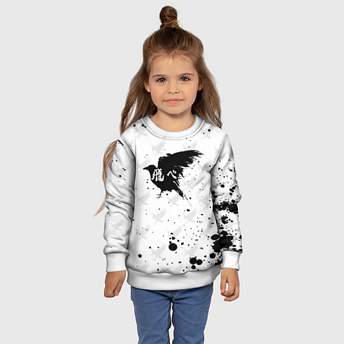 Детский свитшот Лозунг Карасуно ворон Haikyu!! / 3D-Белый – фото 4