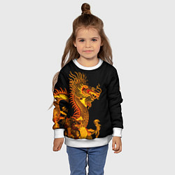 Свитшот детский Золотой китайский дракон, цвет: 3D-белый — фото 2