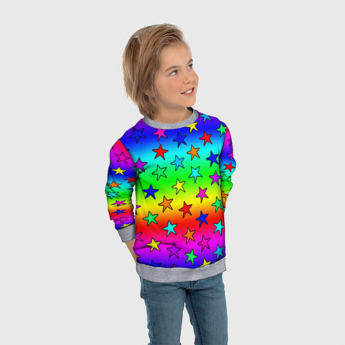 Детский свитшот Радужные звезды / 3D-Меланж – фото 3