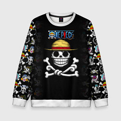 Свитшот детский Пираты Соломенной Шляпы One Piece, цвет: 3D-белый