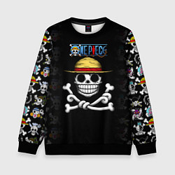 Свитшот детский Пираты Соломенной Шляпы One Piece, цвет: 3D-черный