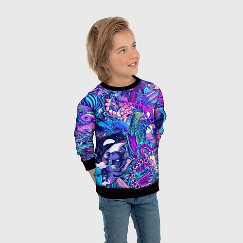 Детский свитшот Неоновые Звери / 3D-Черный – фото 3