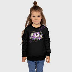 Свитшот детский Единорог среди роз, цвет: 3D-черный — фото 2