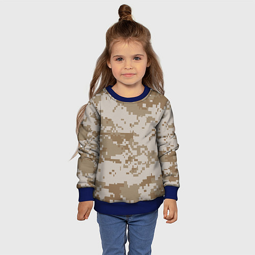 Детский свитшот Камуфляжный пиксель / 3D-Синий – фото 4