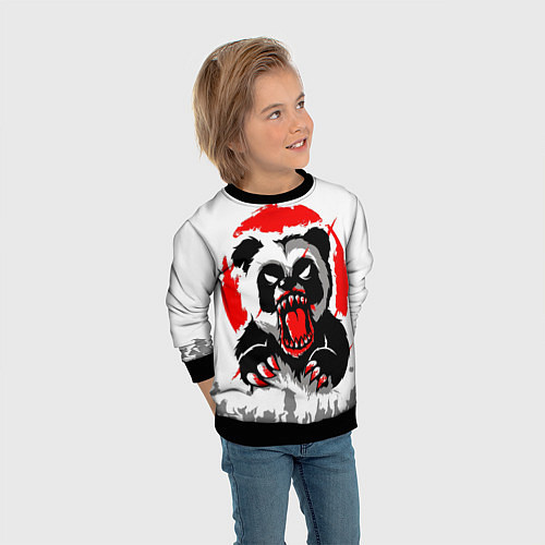Детский свитшот Злая Кровавая Панда / 3D-Черный – фото 3